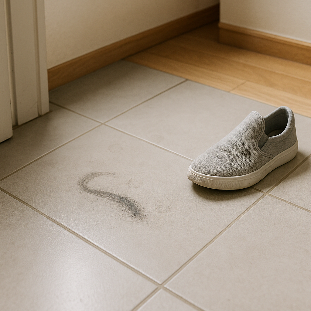 현관 바닥 검은 자국, 고무/먼지/오염 구분이 먼저입니다