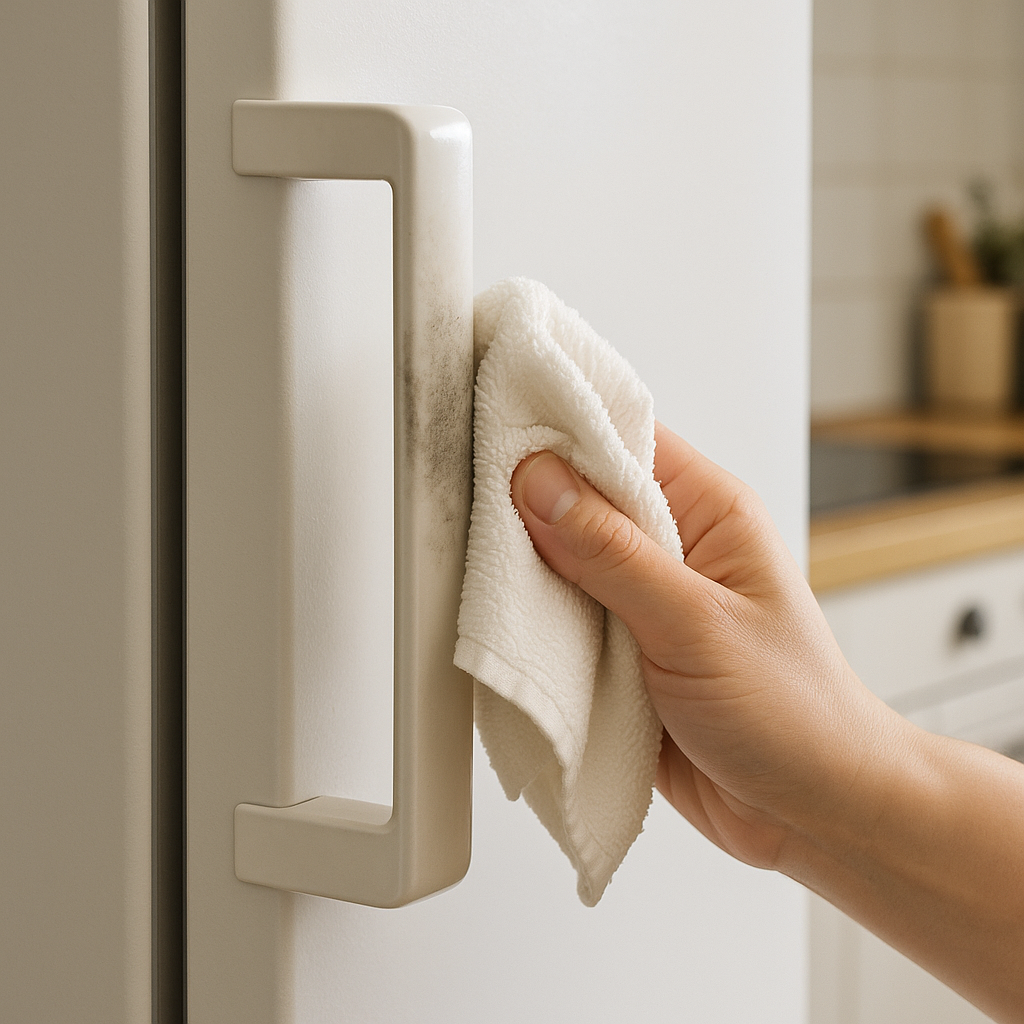 냉장고 손잡이 때, 닦을수록 더 검어지는 이유