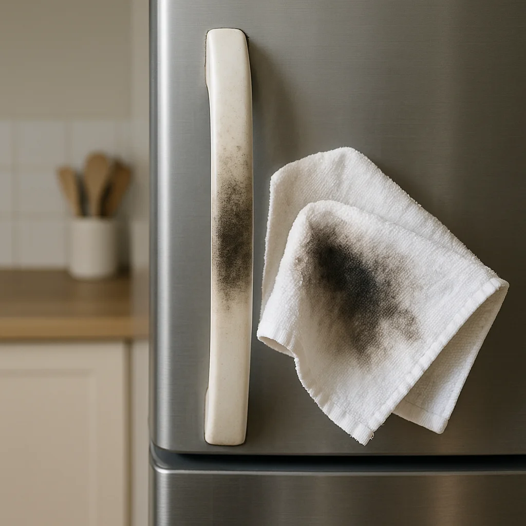 냉장고 손잡이 때, 닦을수록 더 검어지는 이유